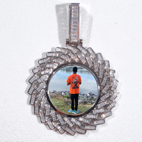 Large 3D Baguette Custom Picture Pendant