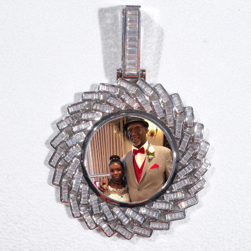 Large 3D Baguette Custom Picture Pendant