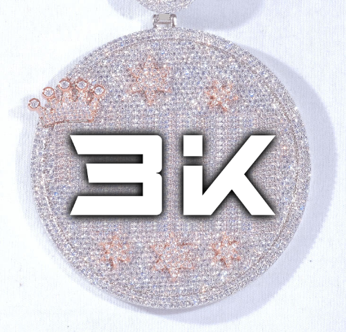 CUSTOM LETTER NECKLACE 3D BIG CROWN DISC