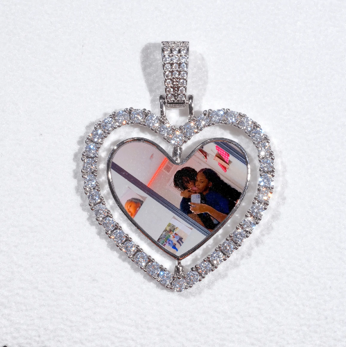 3D Spinning 2-Faced Heart Custom Picture Pendant