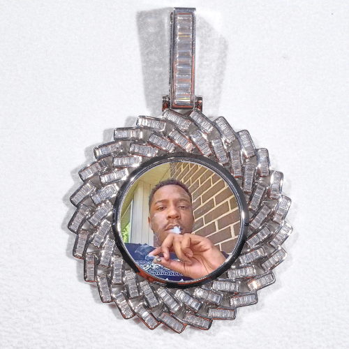 Large 3D Baguette Custom Picture Pendant