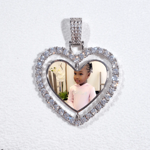 3D Spinning 2-Faced Heart Custom Picture Pendant
