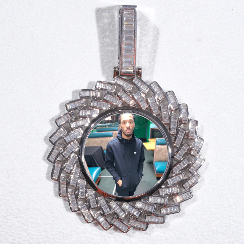 Large 3D Baguette Custom Picture Pendant