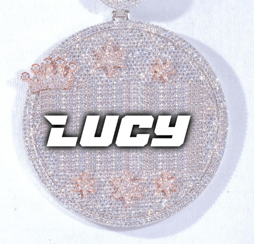CUSTOM LETTER NECKLACE 3D BIG CROWN DISC
