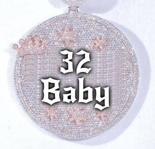 CUSTOM LETTER NECKLACE 3D BIG CROWN DISC
