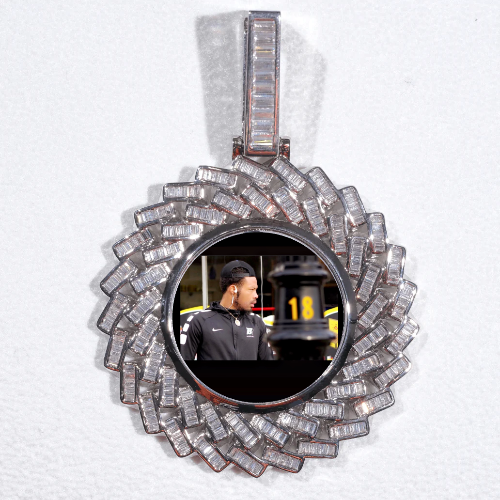 Large 3D Baguette Custom Picture Pendant