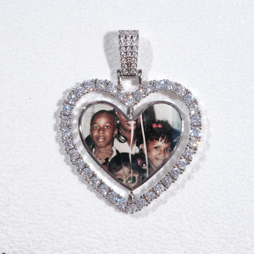 3D Spinning 2-Faced Heart Custom Picture Pendant