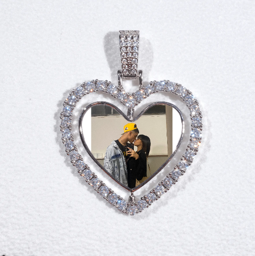 3D Spinning 2-Faced Heart Custom Picture Pendant