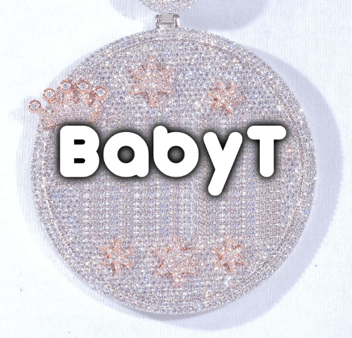 CUSTOM LETTER NECKLACE 3D BIG CROWN DISC