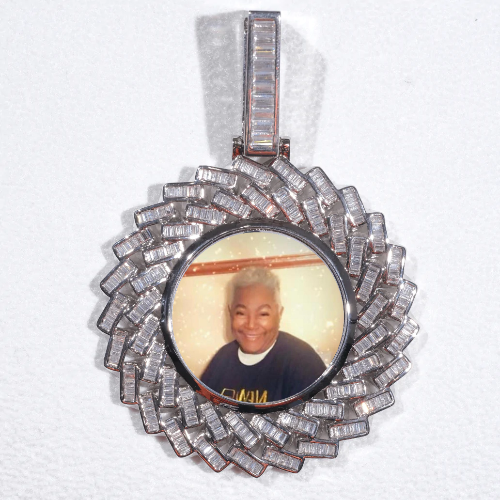 Large 3D Baguette Custom Picture Pendant