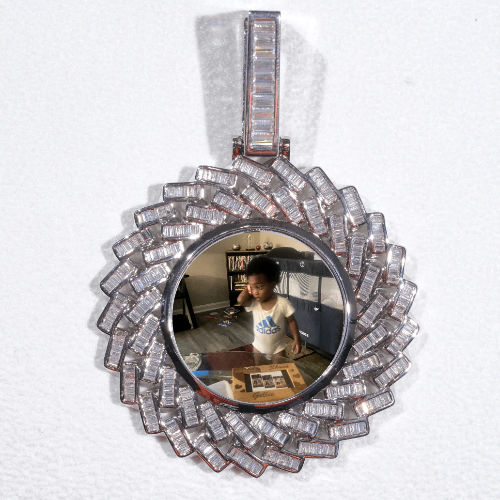 Large 3D Baguette Custom Picture Pendant