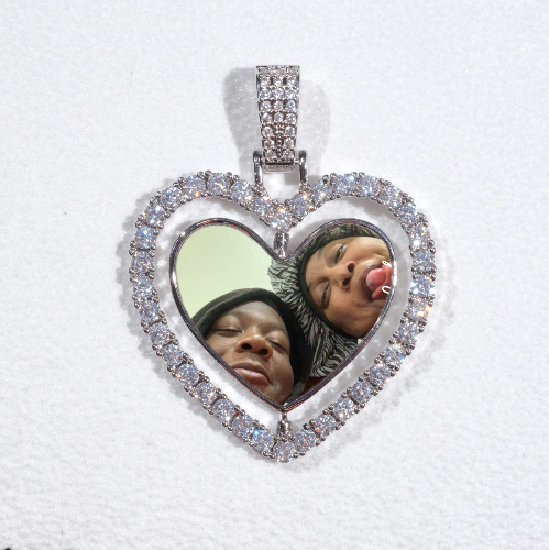 3D Spinning 2-Faced Heart Custom Picture Pendant