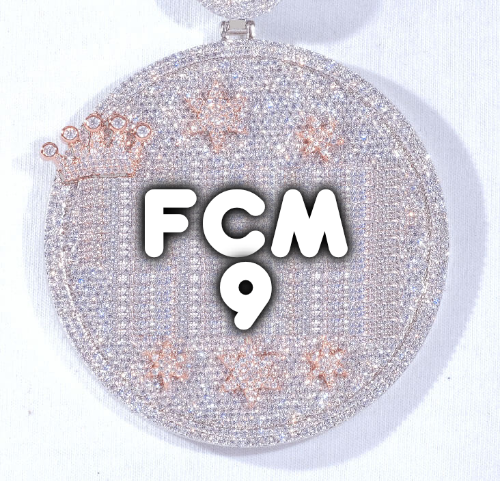 CUSTOM LETTER NECKLACE 3D BIG CROWN DISC