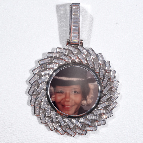 Large 3D Baguette Custom Picture Pendant