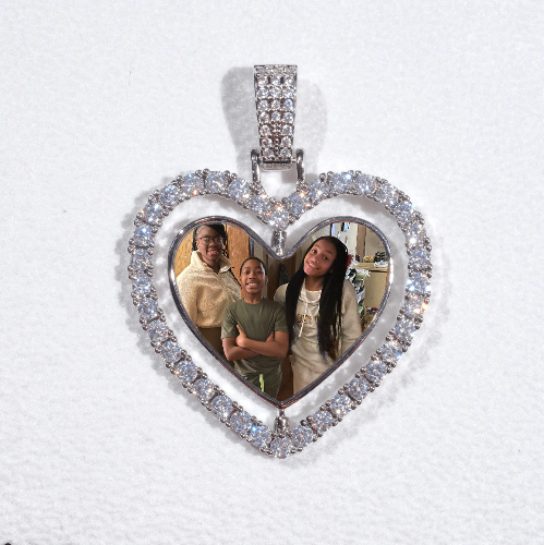 3D Spinning 2-Faced Heart Custom Picture Pendant