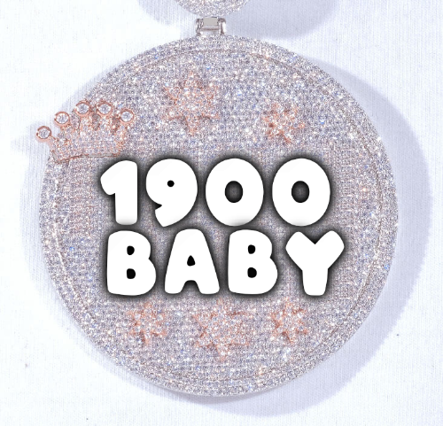 CUSTOM LETTER NECKLACE 3D BIG CROWN DISC