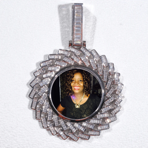 Large 3D Baguette Custom Picture Pendant