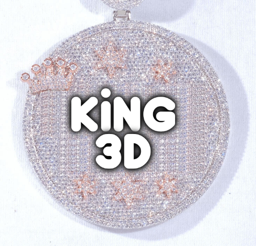 CUSTOM LETTER NECKLACE 3D BIG CROWN DISC