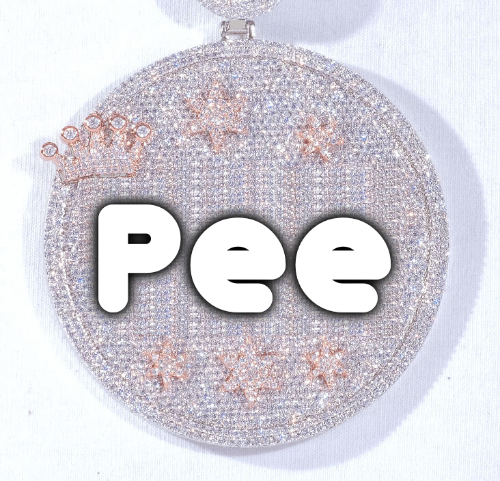 CUSTOM LETTER NECKLACE 3D BIG CROWN DISC