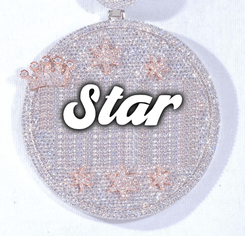 CUSTOM LETTER NECKLACE 3D BIG CROWN DISC
