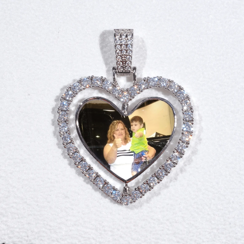3D Spinning 2-Faced Heart Custom Picture Pendant