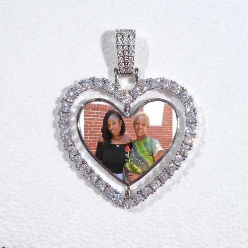 3D Spinning 2-Faced Heart Custom Picture Pendant