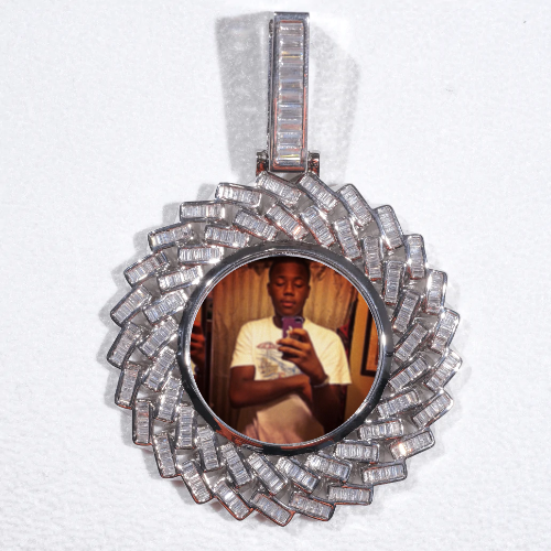 Large 3D Baguette Custom Picture Pendant