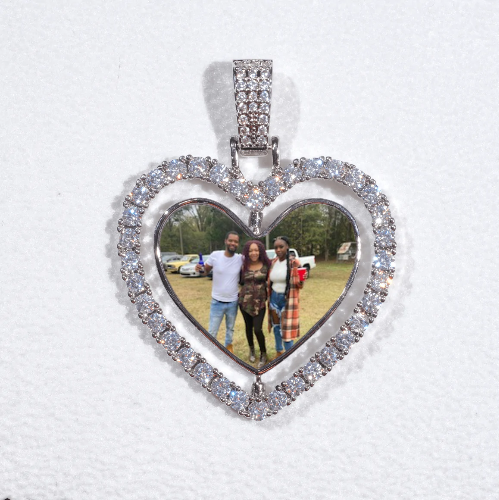3D Spinning 2-Faced Heart Custom Picture Pendant