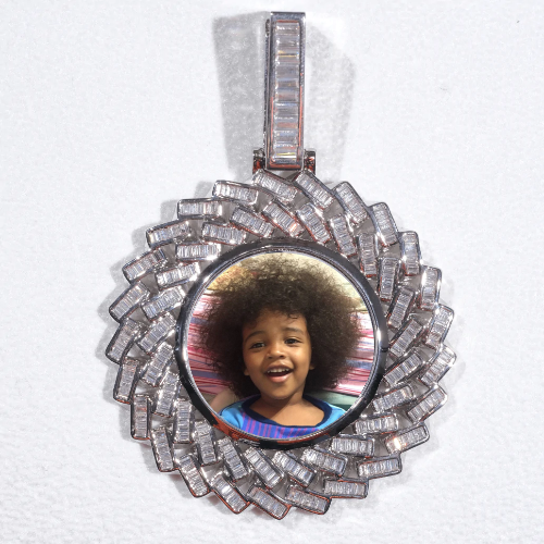 Large 3D Baguette Custom Picture Pendant