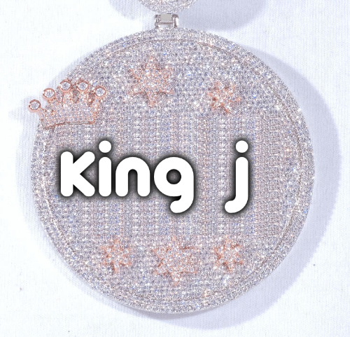 CUSTOM LETTER NECKLACE 3D BIG CROWN DISC