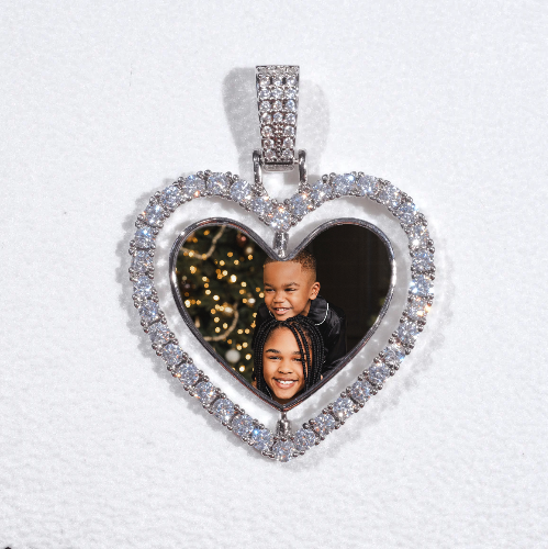 3D Spinning 2-Faced Heart Custom Picture Pendant