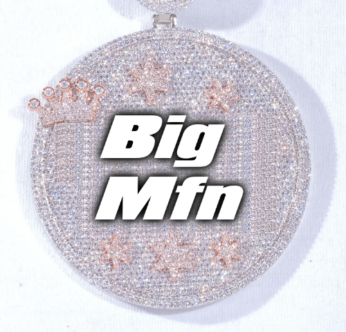 CUSTOM LETTER NECKLACE 3D BIG CROWN DISC