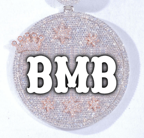 CUSTOM LETTER NECKLACE 3D BIG CROWN DISC