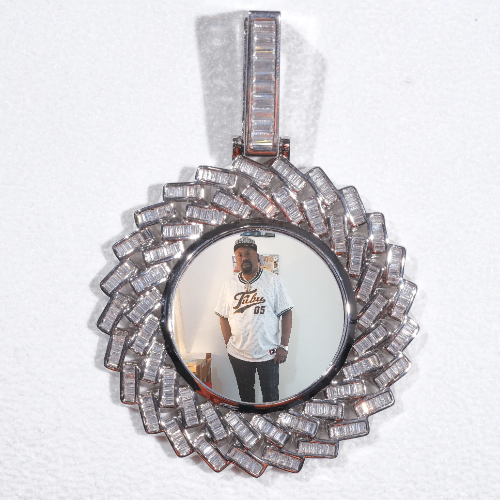 Large 3D Baguette Custom Picture Pendant
