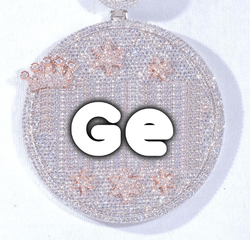 CUSTOM LETTER NECKLACE 3D BIG CROWN DISC
