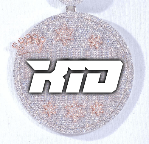 CUSTOM LETTER NECKLACE 3D BIG CROWN DISC