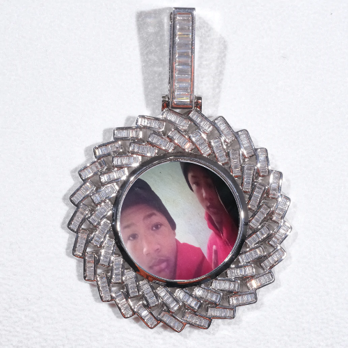 Large 3D Baguette Custom Picture Pendant