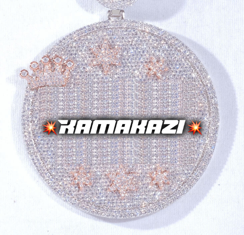 CUSTOM LETTER NECKLACE 3D BIG CROWN DISC