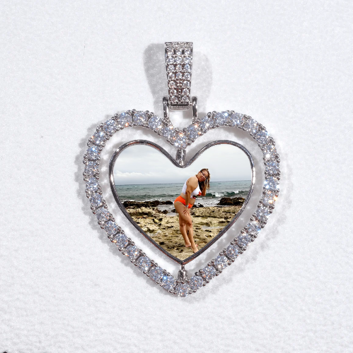 3D Spinning 2-Faced Heart Custom Picture Pendant