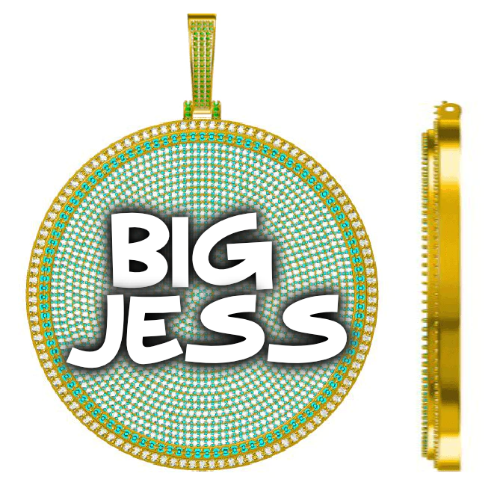 CUSTOM LETTER NECKLACE 3D BIG DISC
