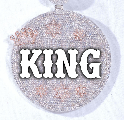 CUSTOM LETTER NECKLACE 3D BIG CROWN DISC