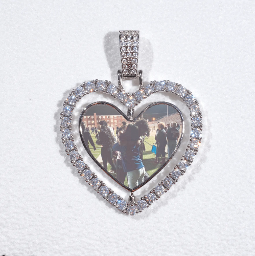 3D Spinning 2-Faced Heart Custom Picture Pendant