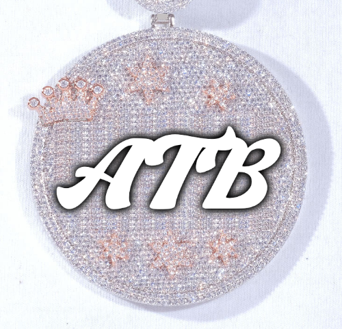 CUSTOM LETTER NECKLACE 3D BIG CROWN DISC