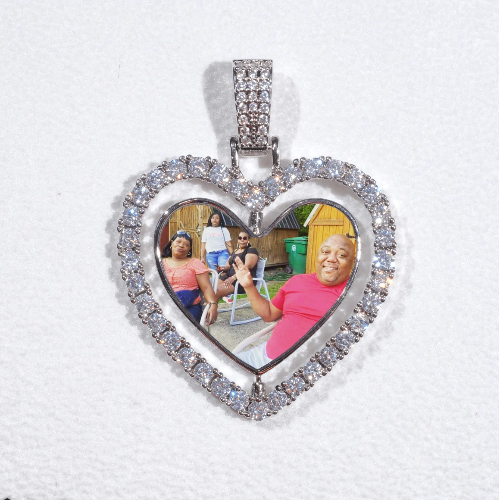 3D Spinning 2-Faced Heart Custom Picture Pendant