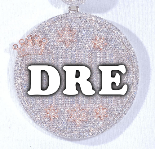 CUSTOM LETTER NECKLACE 3D BIG CROWN DISC