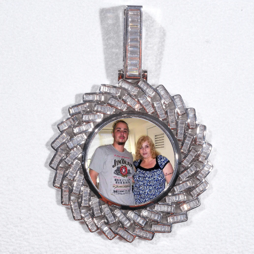 Large 3D Baguette Custom Picture Pendant