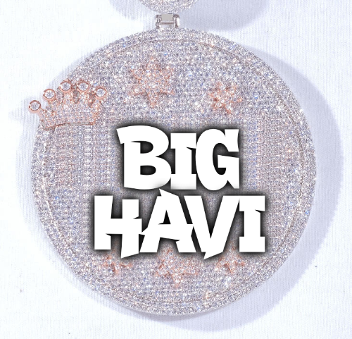 CUSTOM LETTER NECKLACE 3D BIG CROWN DISC