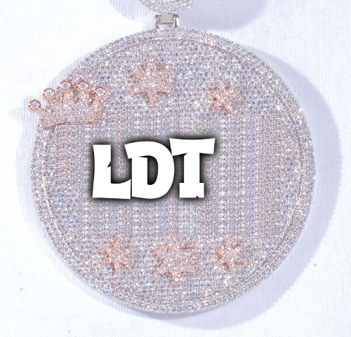 CUSTOM LETTER NECKLACE 3D BIG CROWN DISC