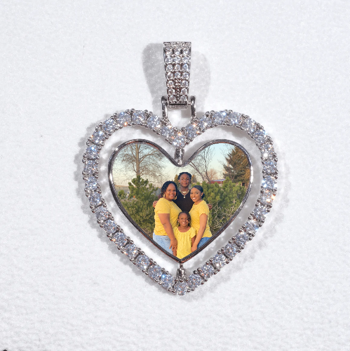 3D Spinning 2-Faced Heart Custom Picture Pendant