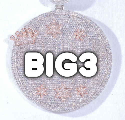 CUSTOM LETTER NECKLACE 3D BIG CROWN DISC